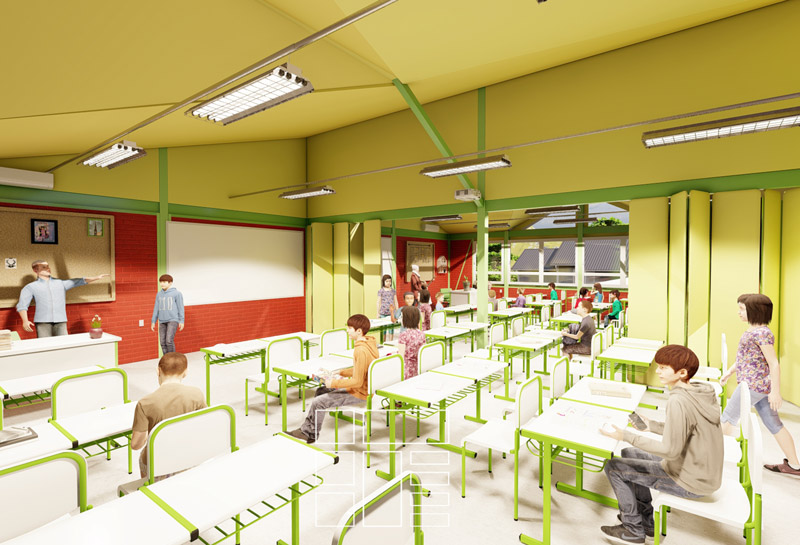 Render vista interior - Colegio Manantial